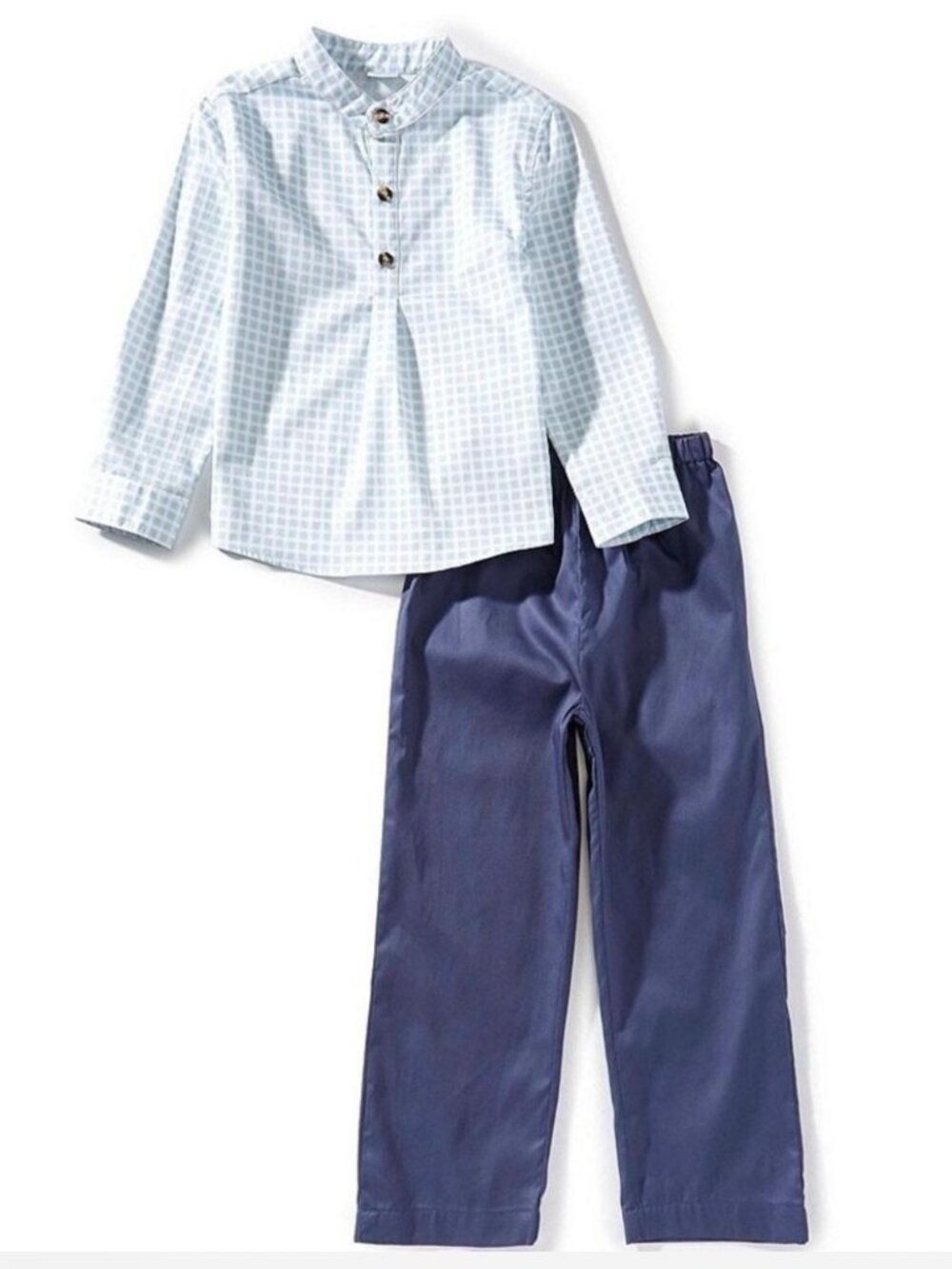 Edgehill Collection Boys Plaid Light Blue Shirt and Pants Set NWT